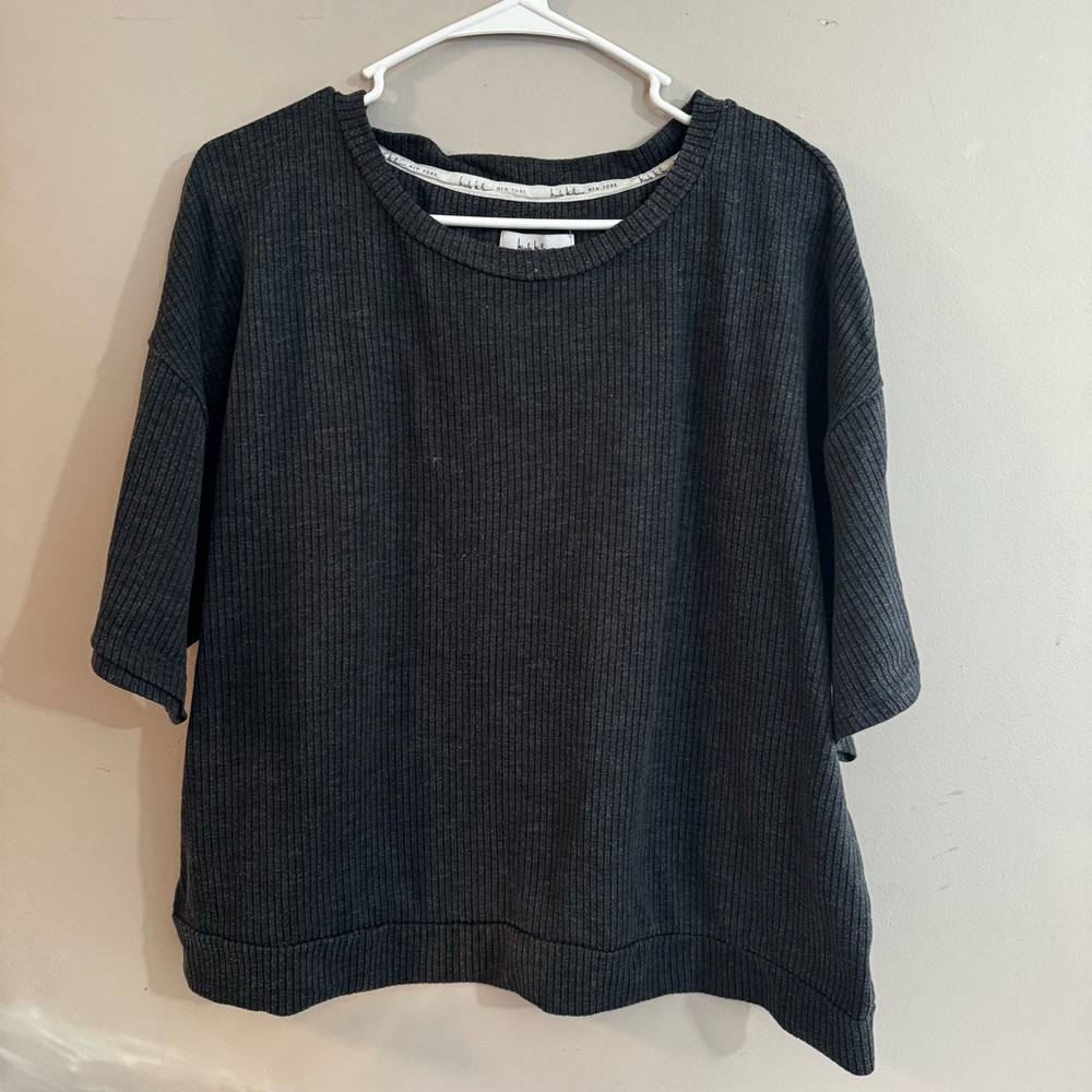 Nicole Miller New York Women's Size XXL Gray Ribbed Oversized Boxy Sweater Top